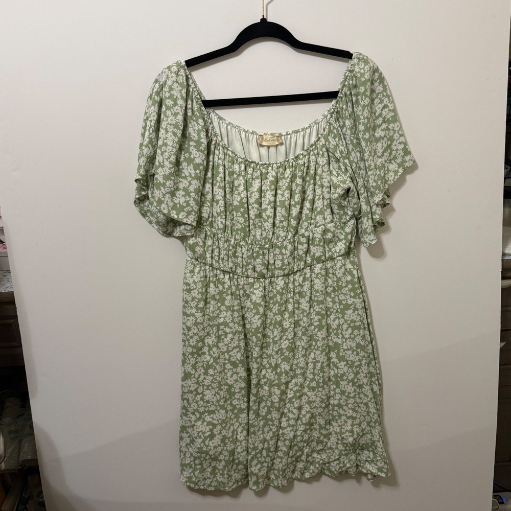 Altar'd State Mini Dress Women Large Green Good Floral Smocked D83816-01A